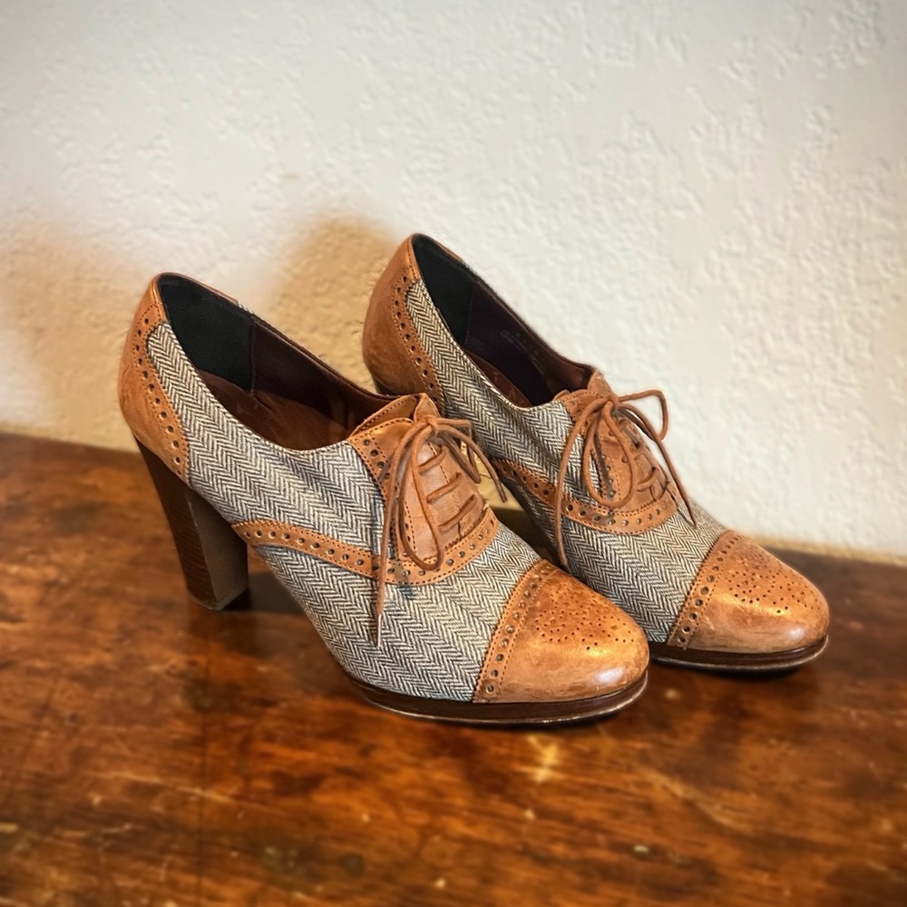 J.Crew Collection Made in Italy Tweed Brogue Heels 8.5